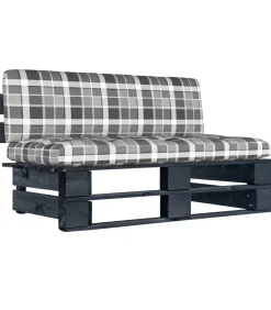 vidaXL Tuinmiddenbank pallet zwart geïmpregneerd grenenhout