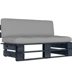 vidaXL Tuinmiddenbank pallet zwart geïmpregneerd grenenhout