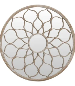 vidaXL Tuinspiegel rond 60x3 cm ijzer zandkleurig