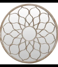 vidaXL Tuinspiegel rond 60x3 cm ijzer zandkleurig