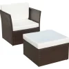 Outlet Tuinstoel met voetenbank poly rattan bruin Tuinmeubelen