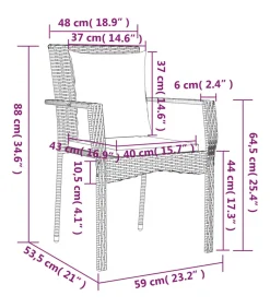 Hot Tuinstoelen 2 st met kussens poly rattan grijs Tuinmeubelen