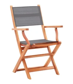 vidaXL Tuinstoelen inklapbaar 2 st eucalyptushout en textileen grijs