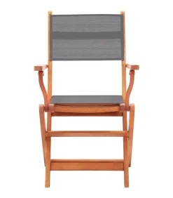 vidaXL Tuinstoelen inklapbaar 2 st eucalyptushout en textileen grijs