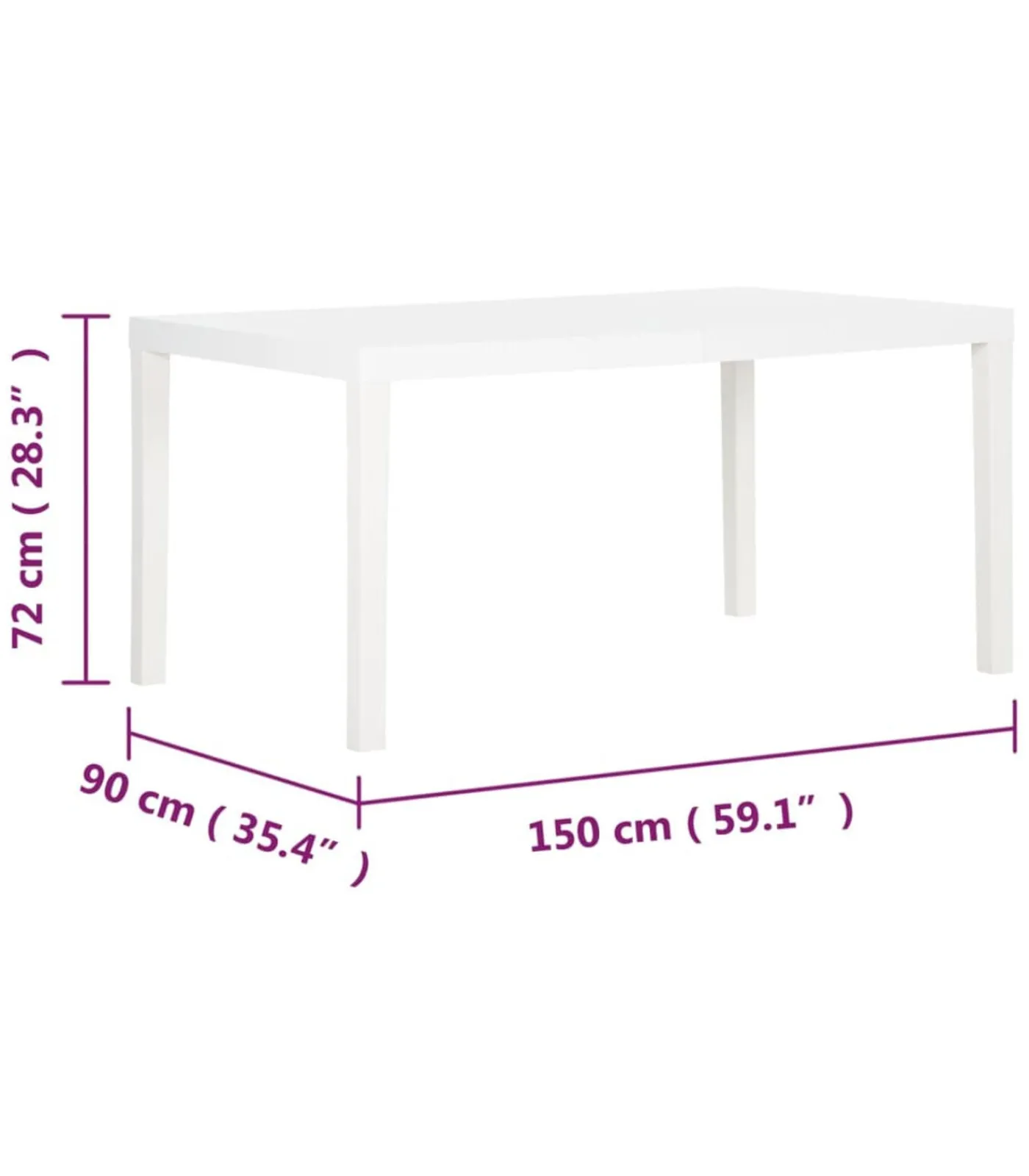 New Tuintafel 150x90x72 cm polypropeen wit Tuinmeubelen