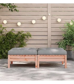 vidaXL Tuinvoetenbank met kussen massief douglashout