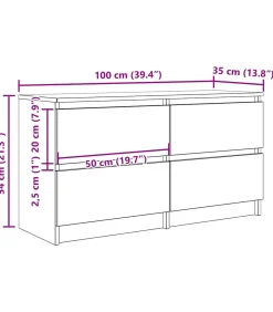 vidaXL Tv-meubel 100x35x54 cm bewerkt hout artisanaal eikenkleurig