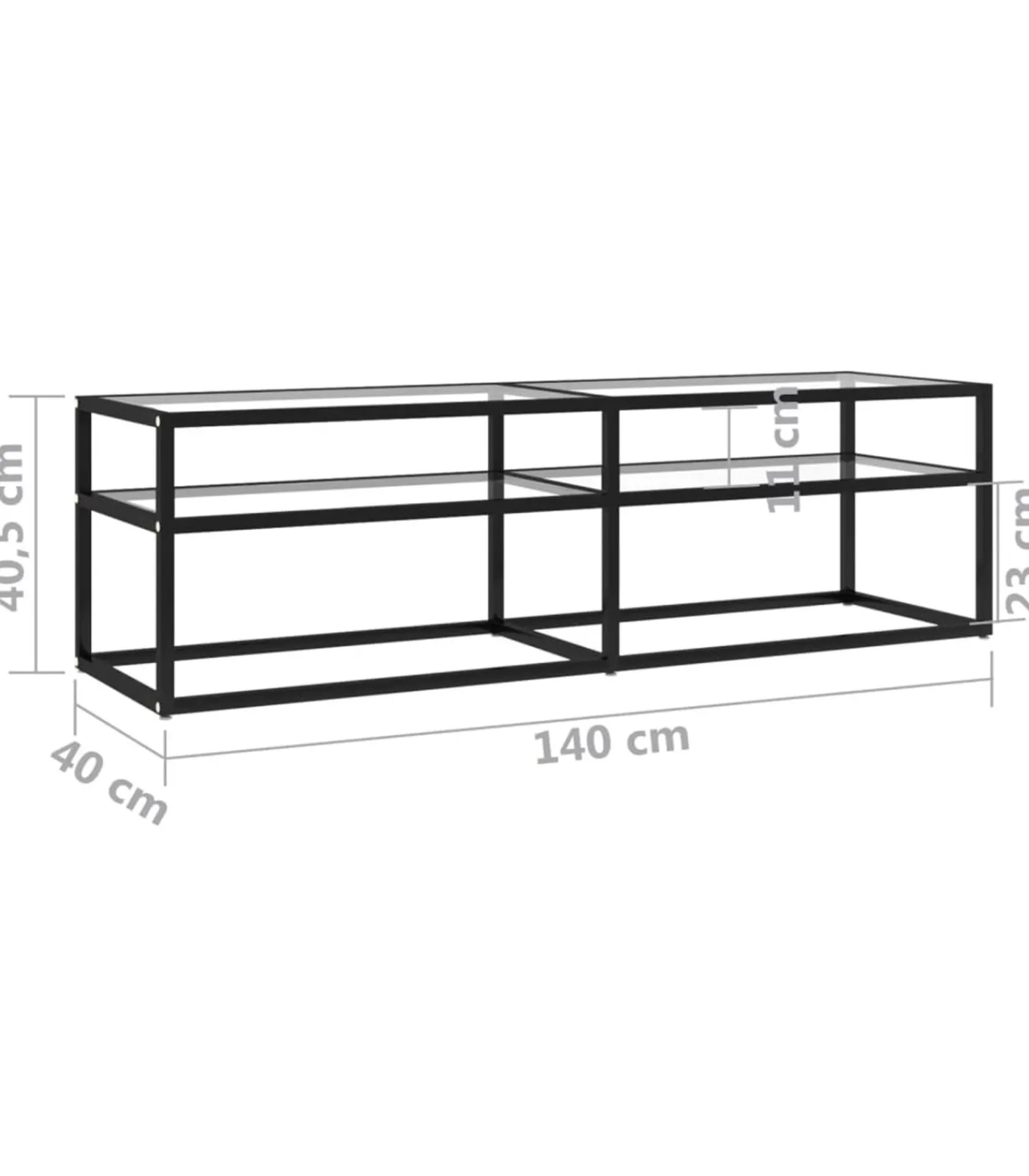 Best Tv-meubel 140x40x40,5 cm gehard glas transparant Meubels