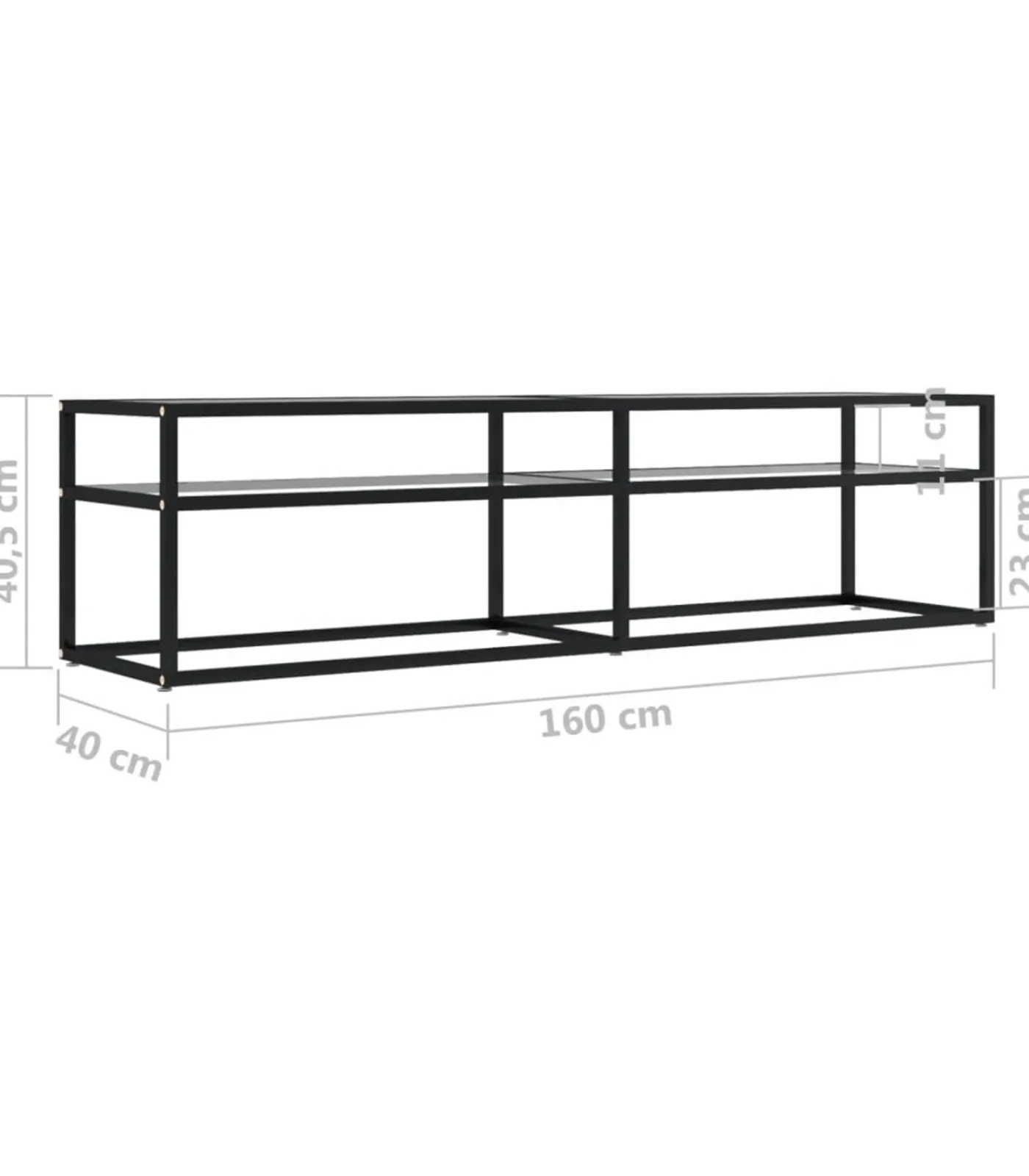 vidaXL Tv-meubel 160x40x40,5 cm gehard glas transparant