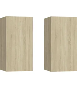 vidaXL Tv-meubels 2 st 30,5x30x60 cm bewerkt hout sonoma eikenkleurig