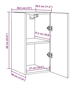 vidaXL Tv-meubels 2 st 30,5x30x60 cm bewerkt hout sonoma eikenkleurig