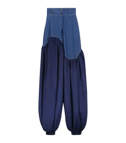 DAMES ÚCHÈ Tweekleurige denim broek