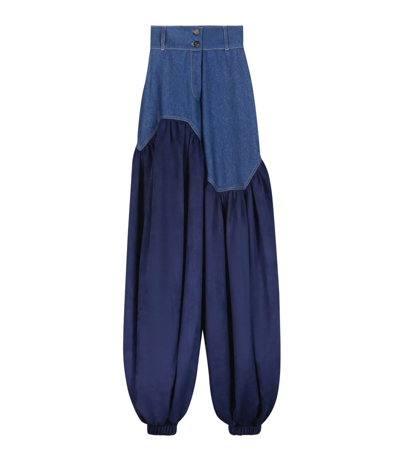 DAMES ÚCHÈ Tweekleurige denim broek