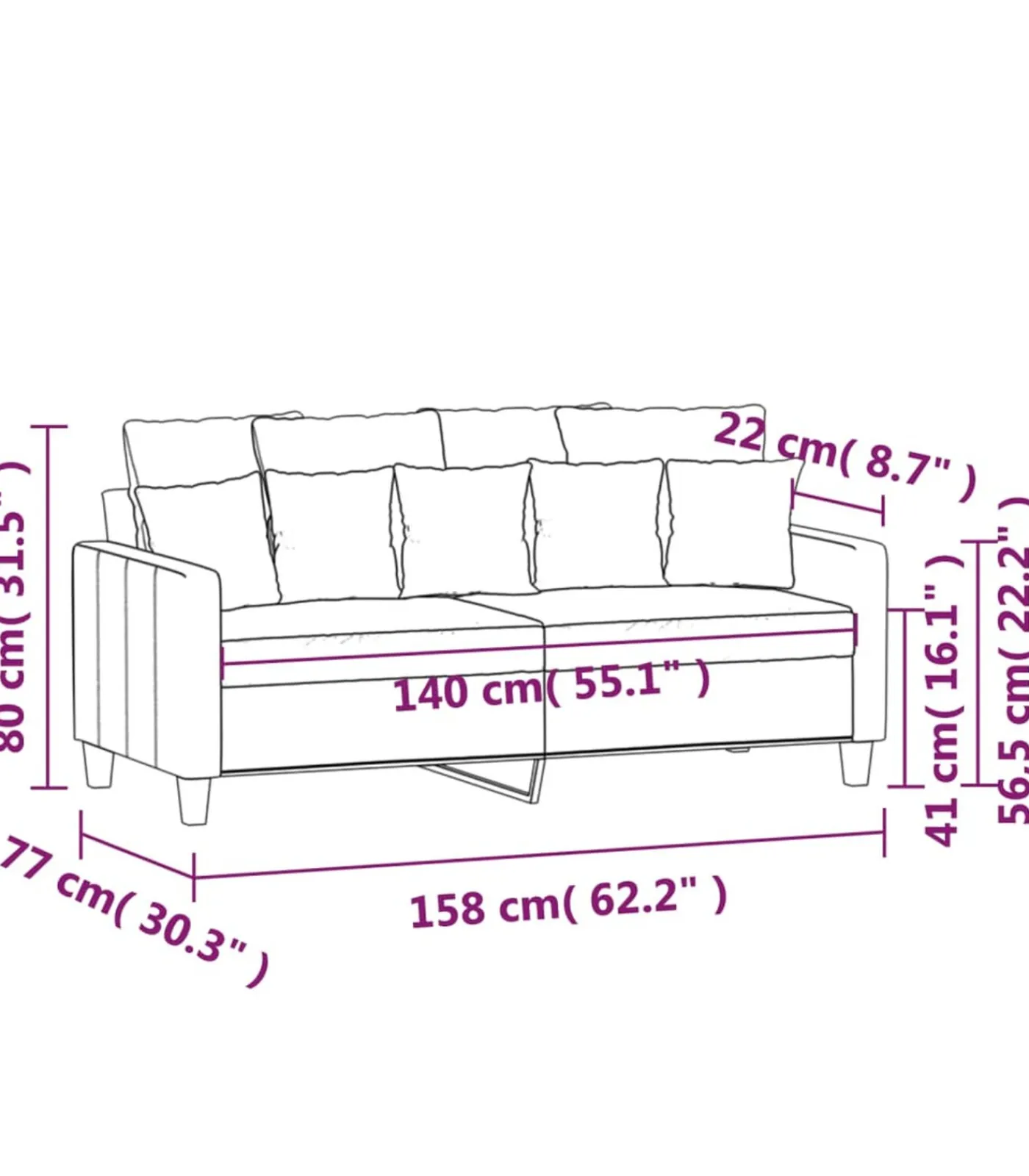 Online Tweezitsbank 140 cm stof wijnrood Zetels