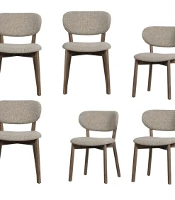 Udar Eetkamerstoelen Houten Frame - Donkerbruin - Set van 6 Stoelen