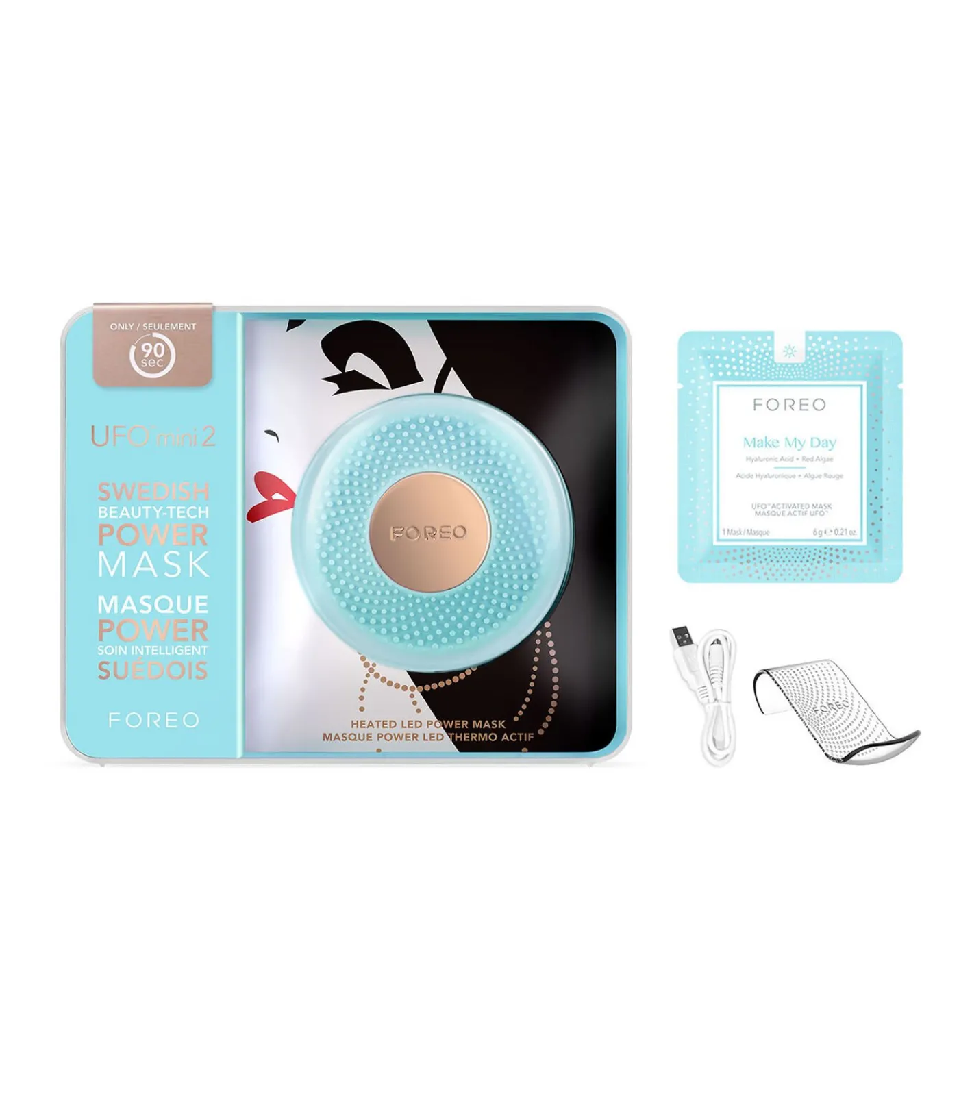 FOREO UFO Mini 2 Mint Krachtig 2-minuten Gezichtsbehandelingsapparaat voor alle huidtypen