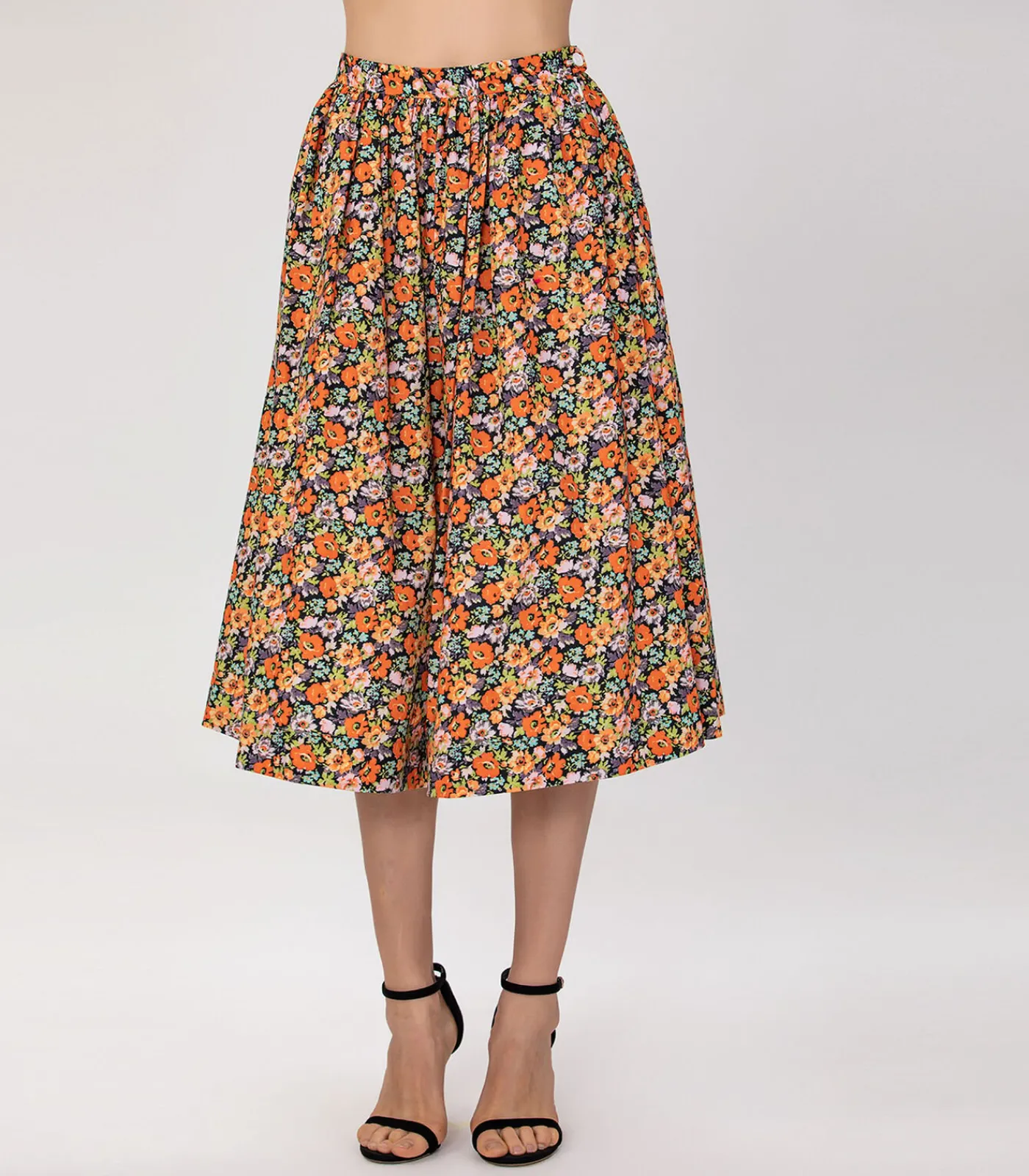 DAMES Smart & Joy Uitlopende rok met retro bloemenprint