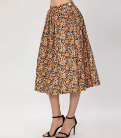 DAMES Smart & Joy Uitlopende rok met retro bloemenprint