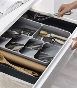 Clearance Uitschuifbare Bestekbak - DrawerStore - Grijs Bestek