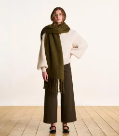 Outlet Uni kaki sjaal met franjes DAMES Sjaals