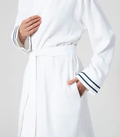 Heren Chakra Unisex Badjas Anton Wit/Marine blauw - XL