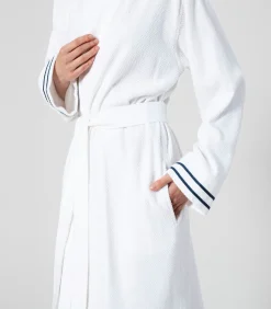 Heren Chakra Unisex Badjas Anton Wit/Marine blauw - XL