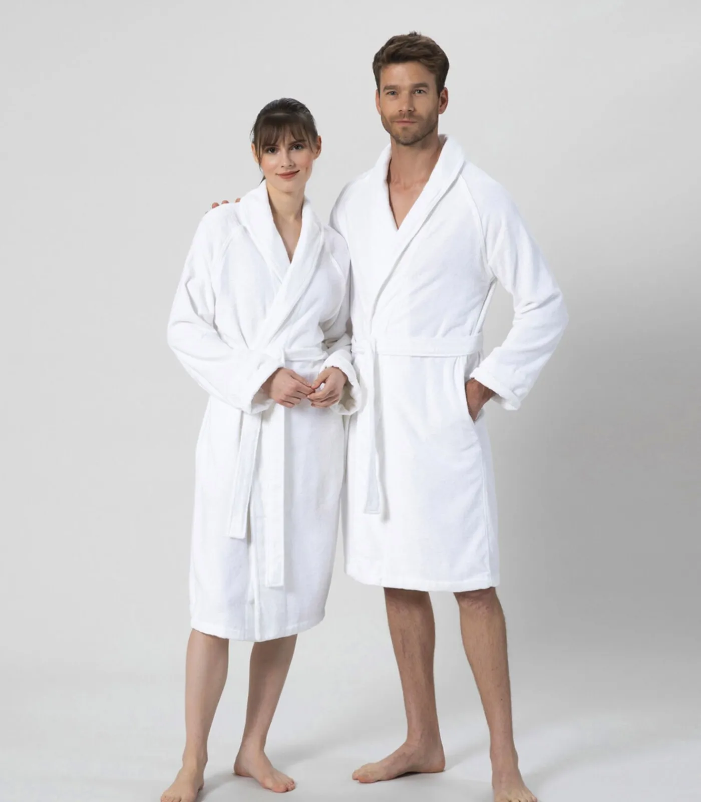 Heren Chakra Unisex Badjas Solid Wit - XL