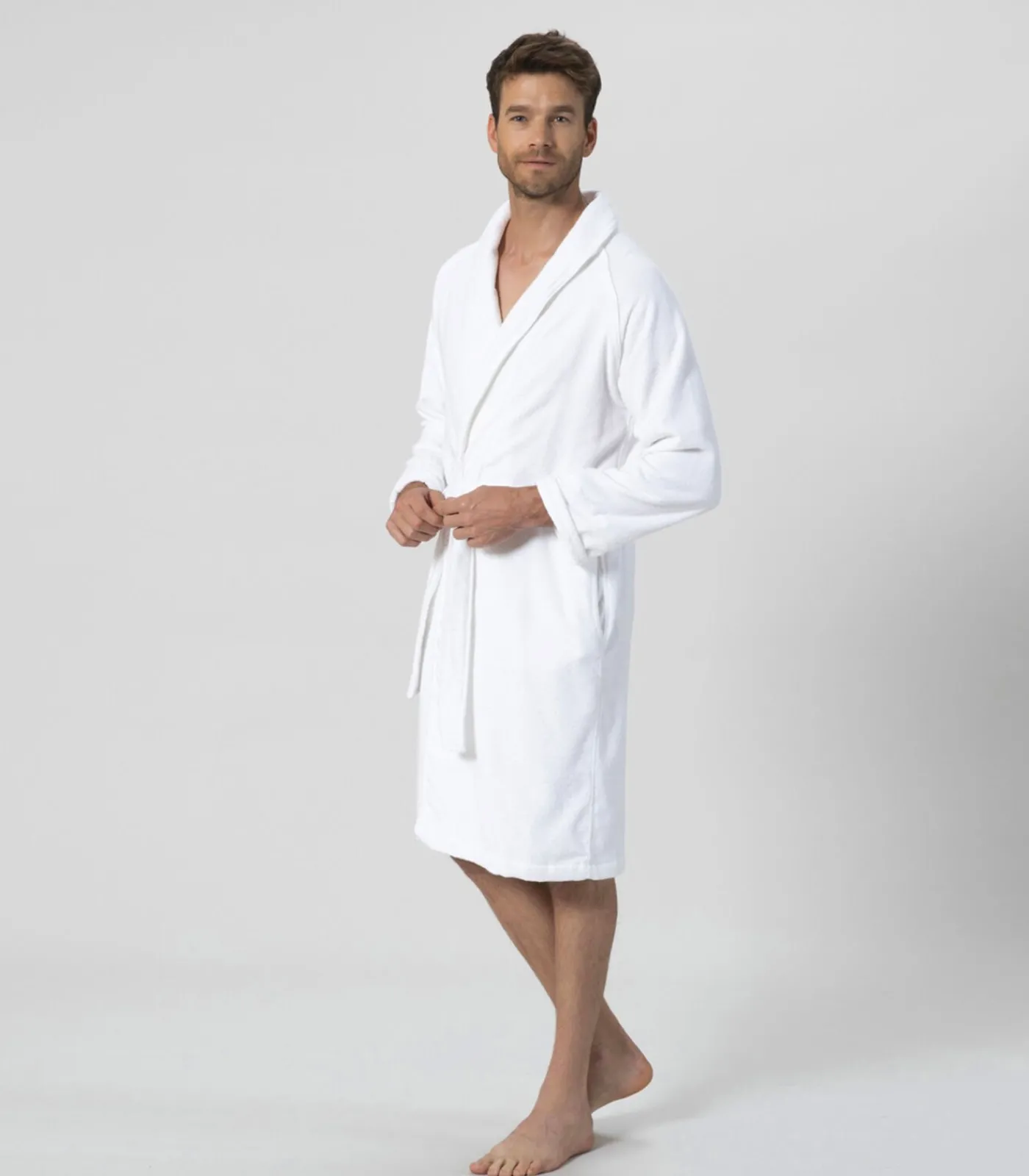 Heren Chakra Unisex Badjas Solid Wit - XL