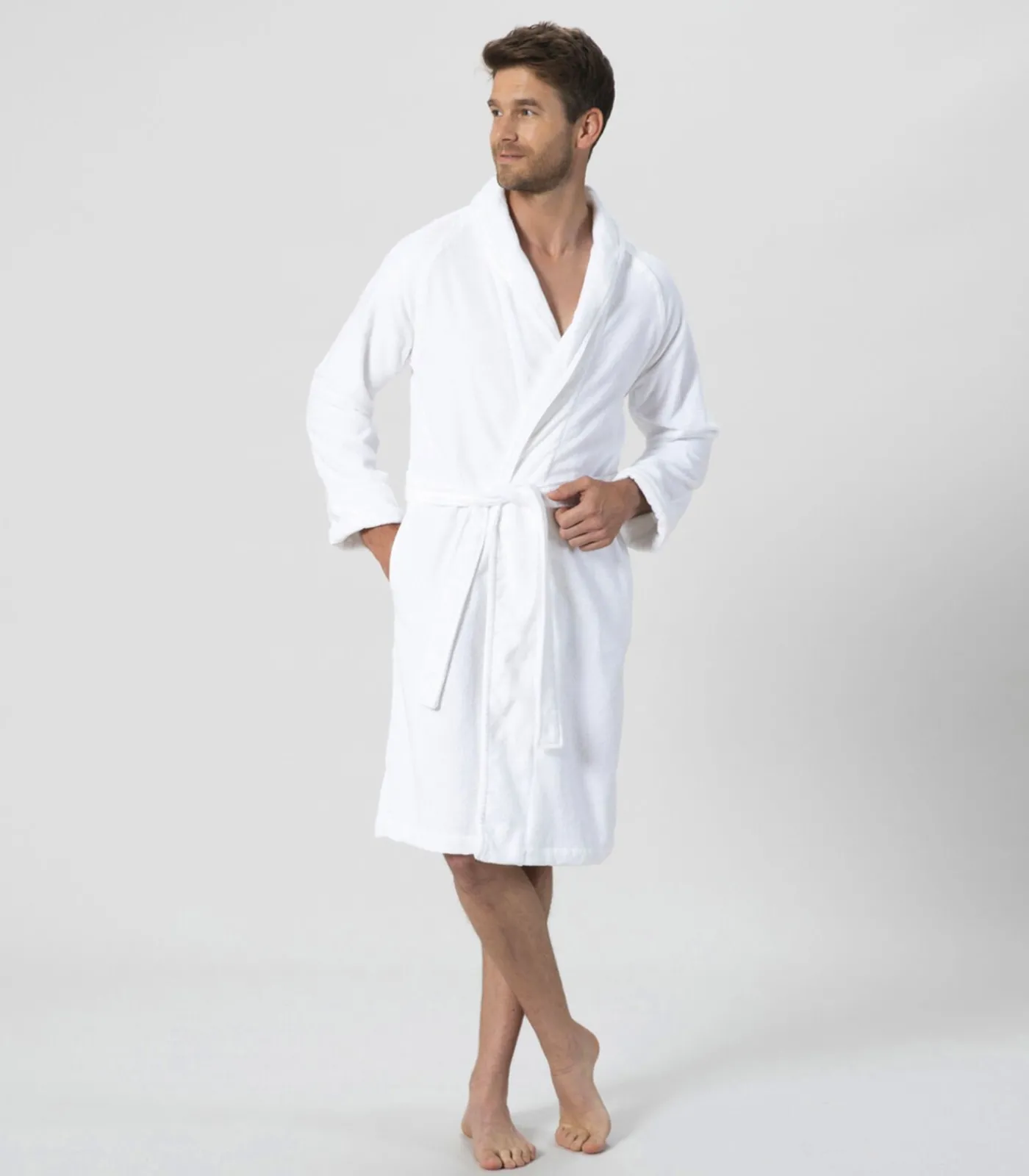 Heren Chakra Unisex Badjas Solid Wit - XL