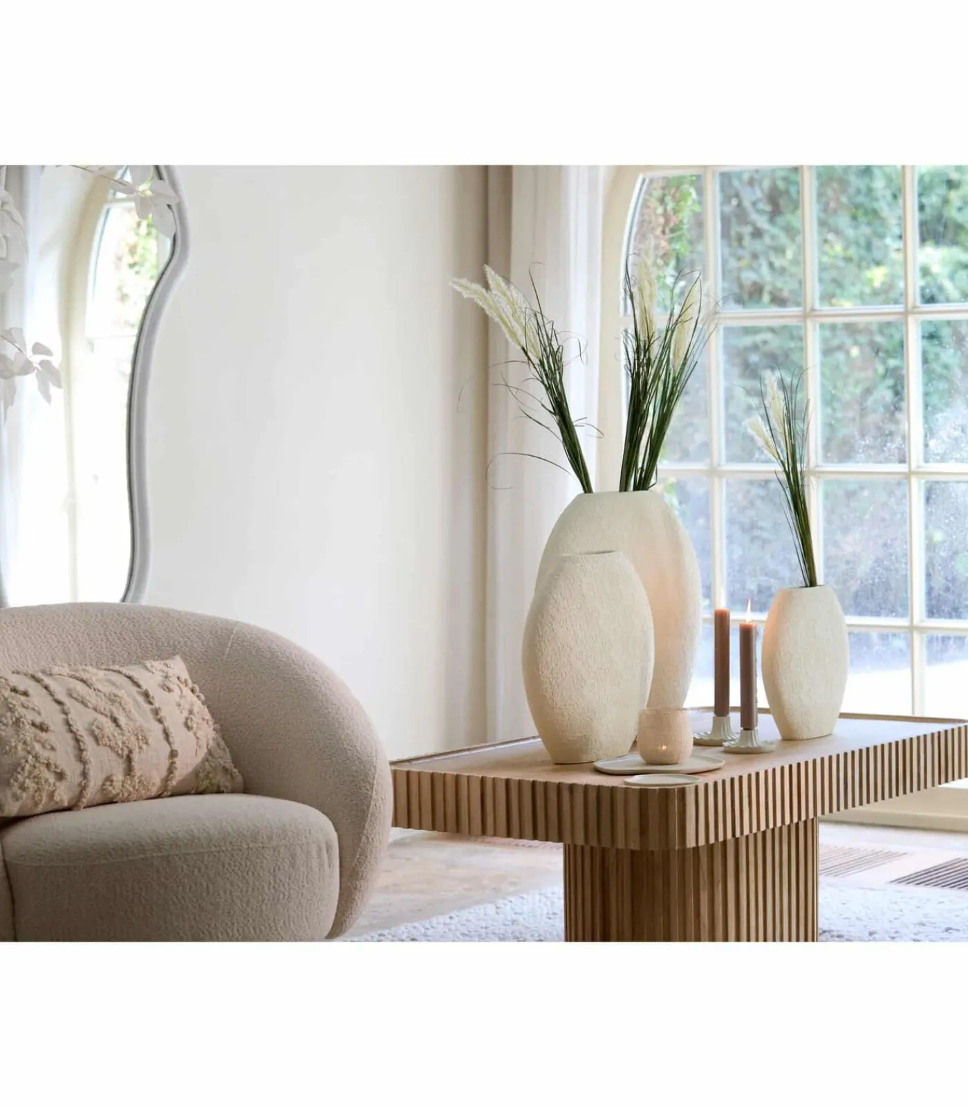 Light & Living Vaas Renda - Wit - 40.5x11x40cm