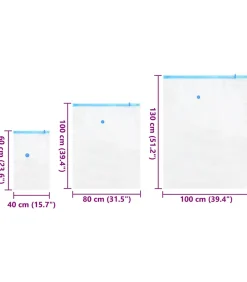 vidaXL Vacuüm opbergzakken 10 pcs Transparant en blauw 130 x 100 cm