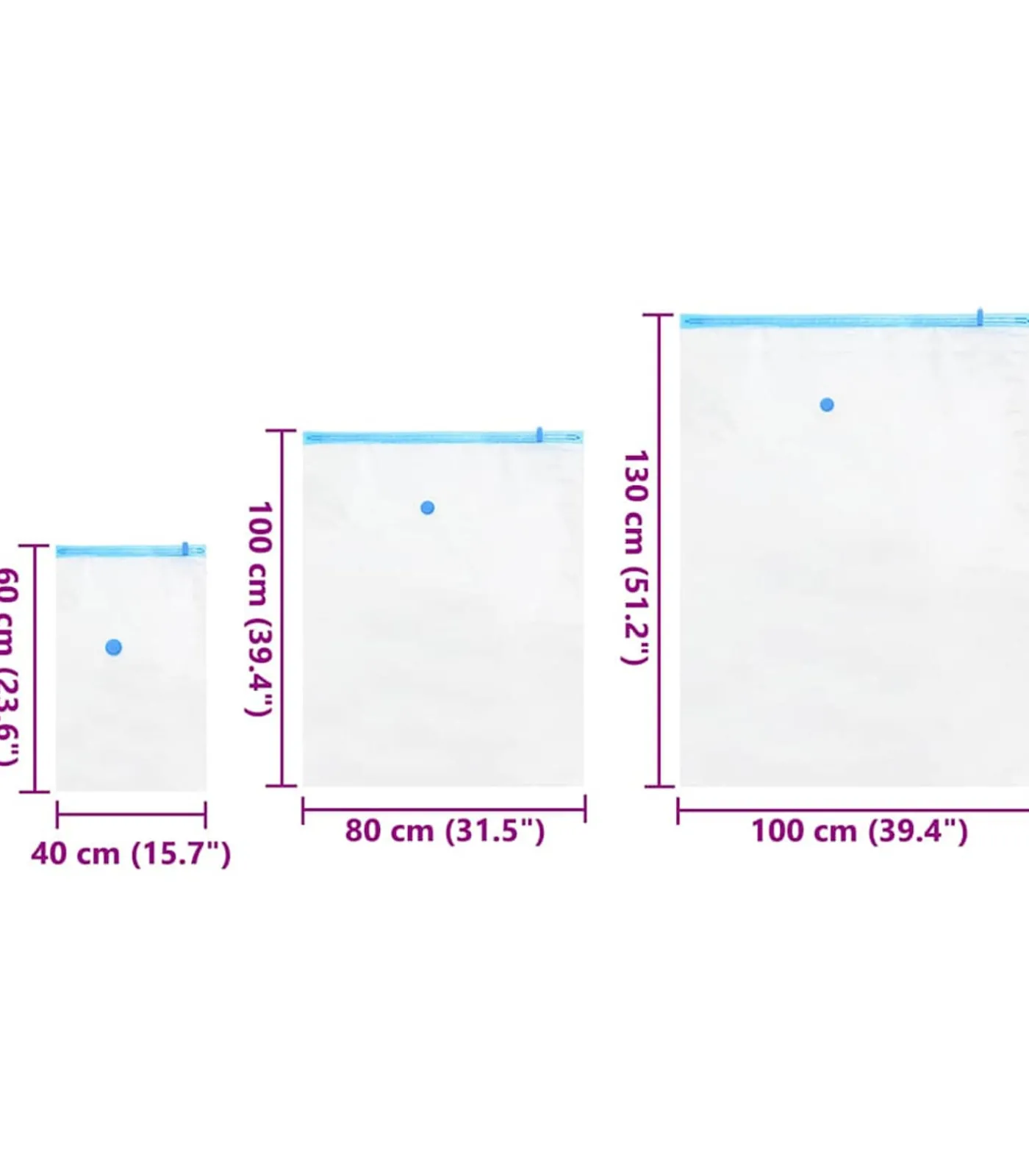 vidaXL Vacuüm opbergzakken 10 pcs Transparant en blauw 130 x 100 cm