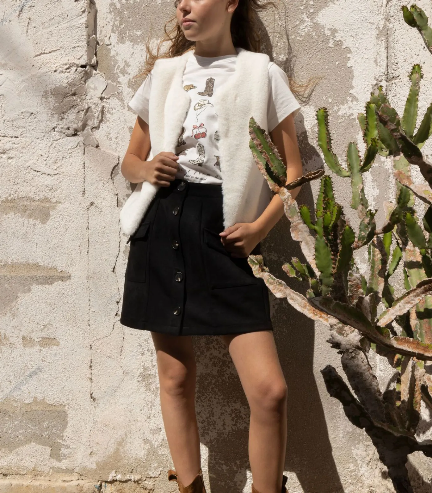 Discount VALENTINA - Korte rok met opgestikte zakken en zichtbare knopen aan de voorkant Kinderen Rokken