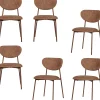 WOOOD Valor Eetkamerstoelen - Polyester - Bruin - Set van 6