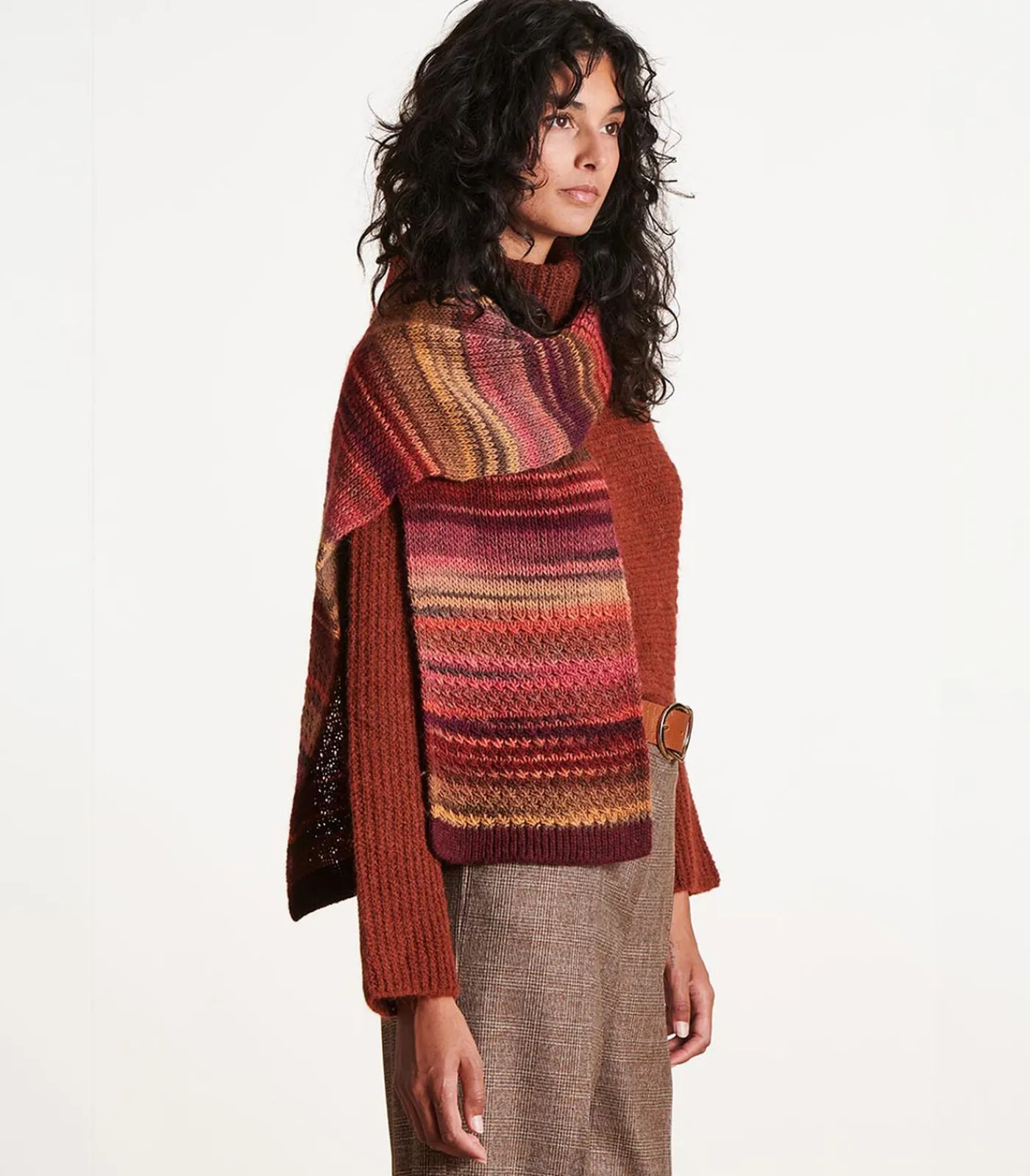 Outlet Veelkleurige gebreide sjaal DAMES Sjaals