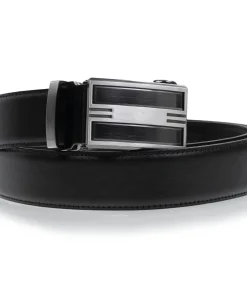 Hot Verstelbare zwarte herenriem met tweekleurige gesp Heren Riemen