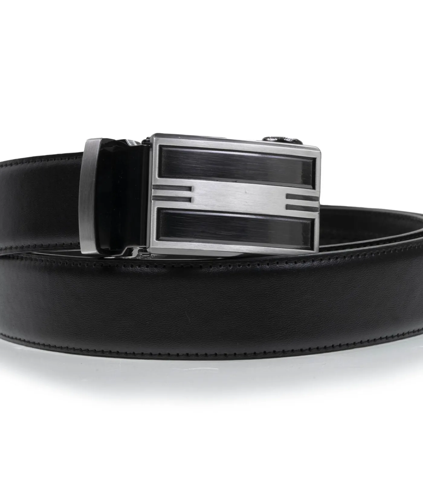 Hot Verstelbare zwarte herenriem met tweekleurige gesp Heren Riemen