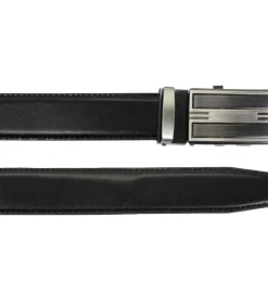 Hot Verstelbare zwarte herenriem met tweekleurige gesp Heren Riemen
