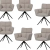 Hot Vinny Draaistoelen - Bouclé - Zand - Set van 6 Stoelen