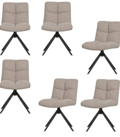 WOOOD Vinny Draaistoelen - Bouclé - Zand - Set van 6