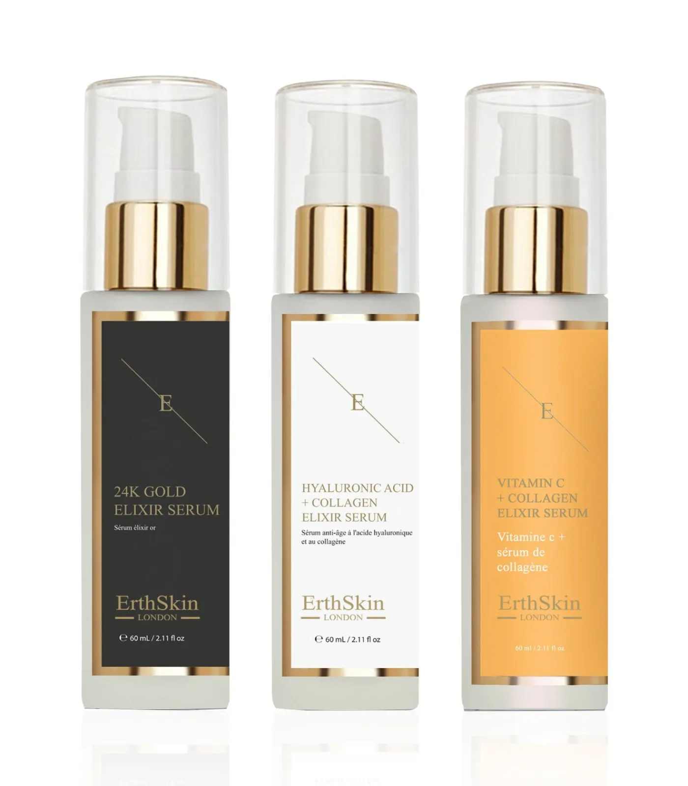 Erth Skin London Vitamine C + Collageen Elixir Serum + Hyaluronzuur & Collageen Serum - + Antirimpel Elixir Serum 24k Goud -