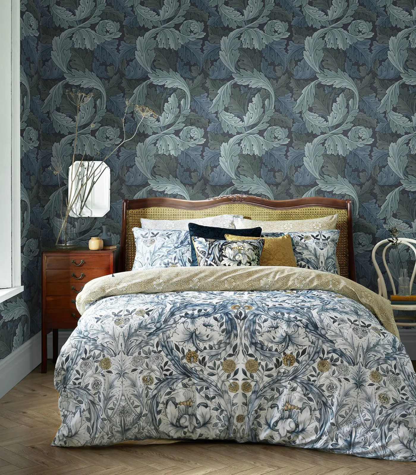 Outlet Vliesbehang Acanthus Blue Wanddecoratie