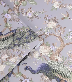 Laura Ashley Vliesbehang Belvedere | Paars | Pauwen |