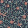 Vliesbehang Bird & Pomegranate Navy Blue Wanddecoratie