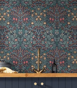 William Morris at Home Vliesbehang Blackthorn Navy