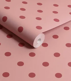 Sale Vliesbehang Button Spot Pink & Red Wanddecoratie