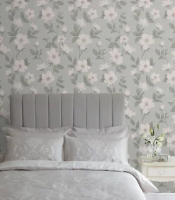 Laura Ashley Vliesbehang Fleurir Smoke Green | Zacht