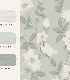 Laura Ashley Vliesbehang Fleurir Smoke Green | Zacht