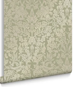 Outlet Vliesbehang Hartley Damask Sage Wanddecoratie