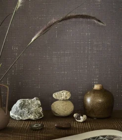 VTwonen Vliesbehang linnen gold ebony